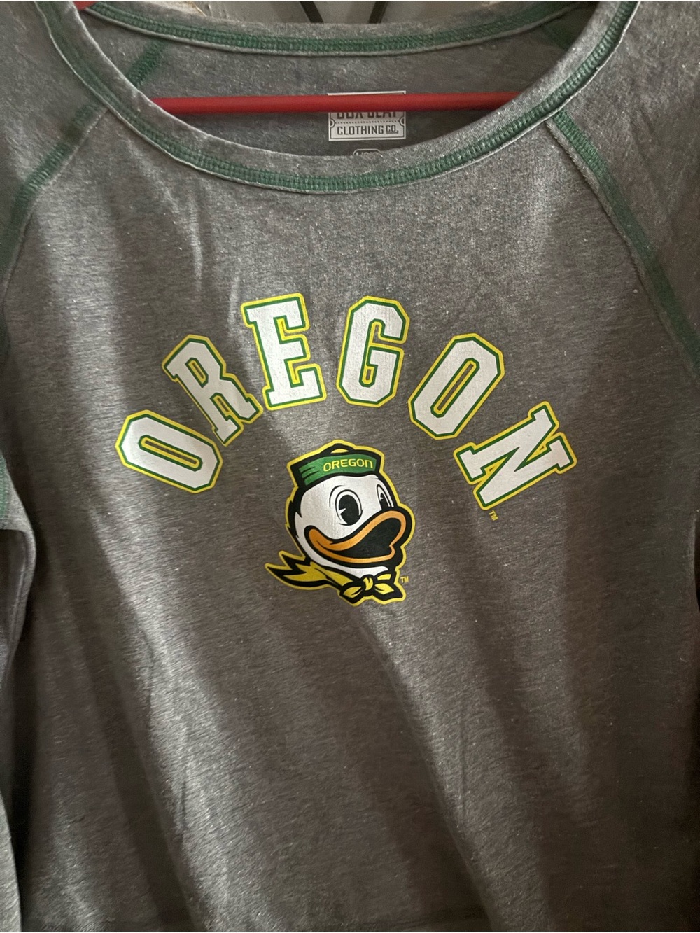 Oregon Classics Women's Long Sleeve Tee - Gray with Green & Yellow large nwt